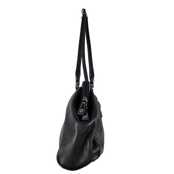 Tignanello Black Y2K Leather Purse Contrast Stitching Zip Around Closure - Picture 5 of 16